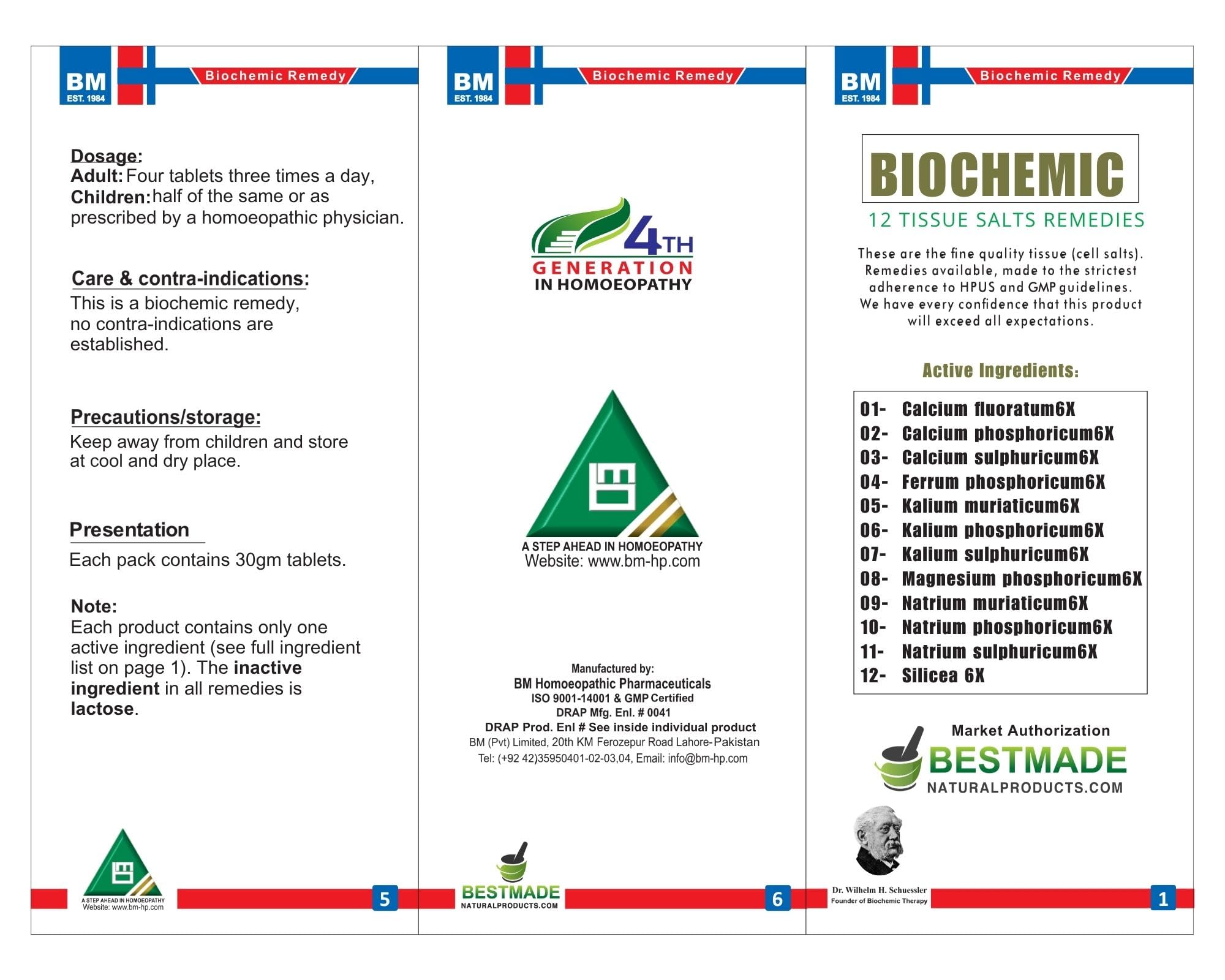 Natural and safe ingredients for Schussler cell salts
