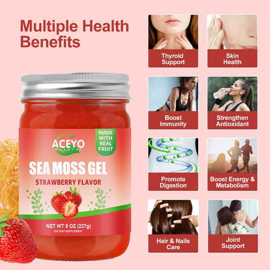 Natural sea moss gel with strawberry flavor