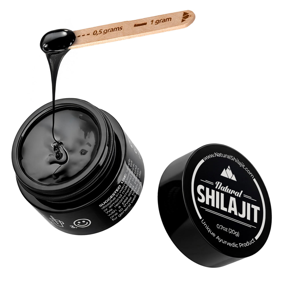 NATURAL SHILAJIT resin close-up showing pure texture and amber color for daily vitality.