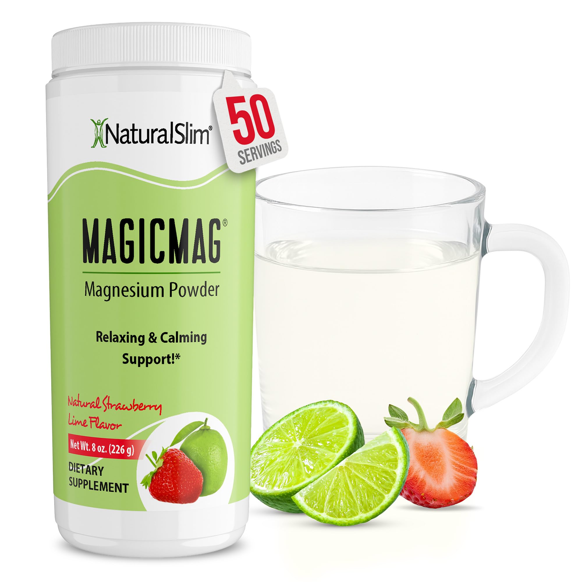 Front view of NaturalSlim MagicMag Magnesium Citrate Powder 8oz Solo