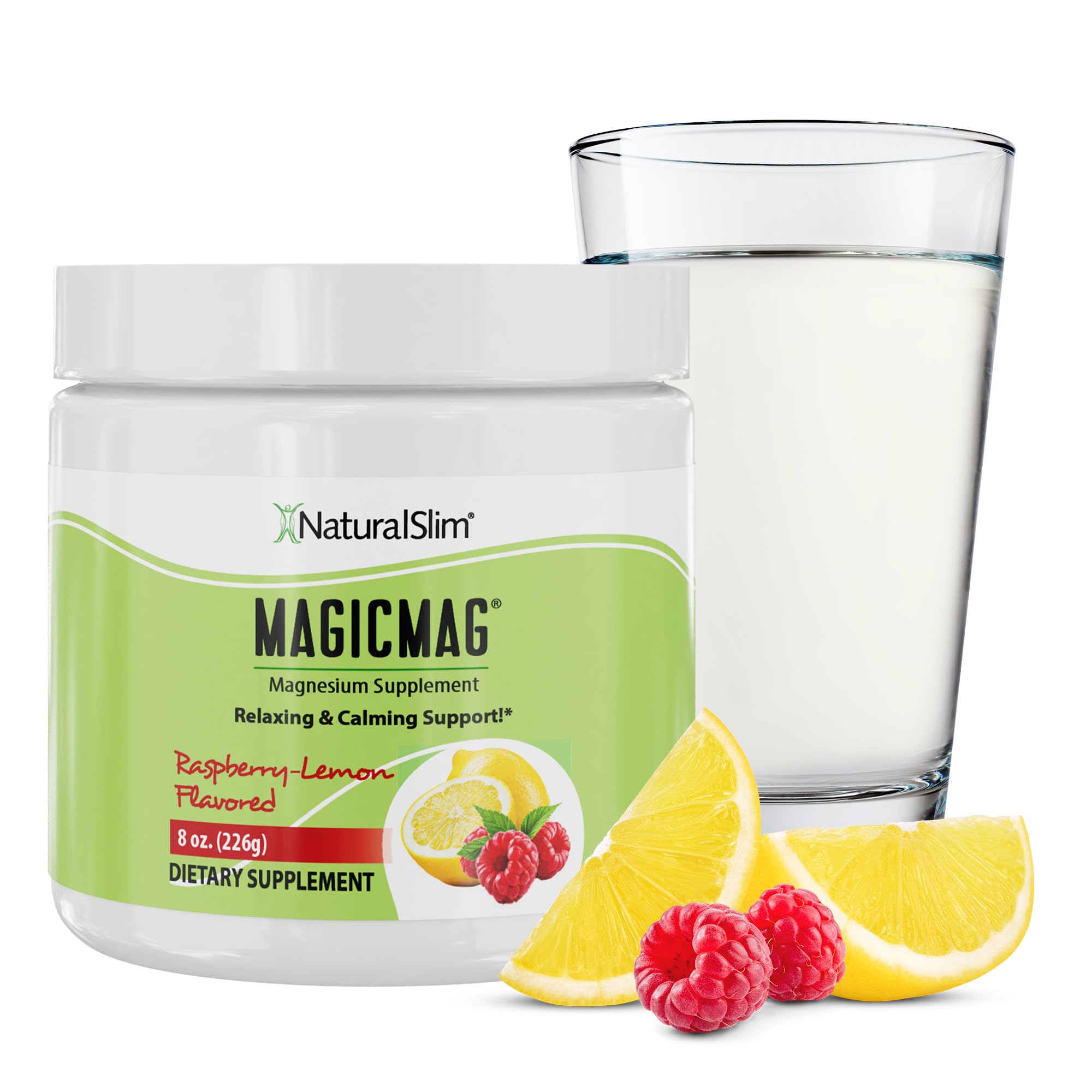 NaturalSlim MagicMag Raspberry Lemon magnesium powder bottle label