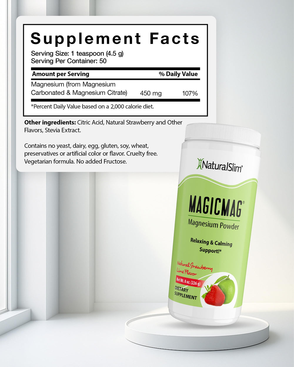 NaturalSlim MagicMag Strawberry Lime flavored magnesium powder