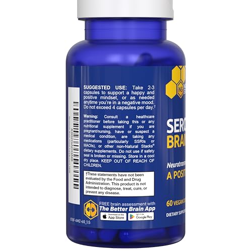 Natural Stacks Serotonin capsules being poured into hand for easy daily use.