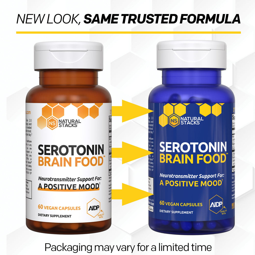 Natural Stacks Serotonin label disclosure signifies transparency and complete ingredient details.