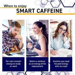 Smart Caffeine Pills beside a cup of coffee for comparison