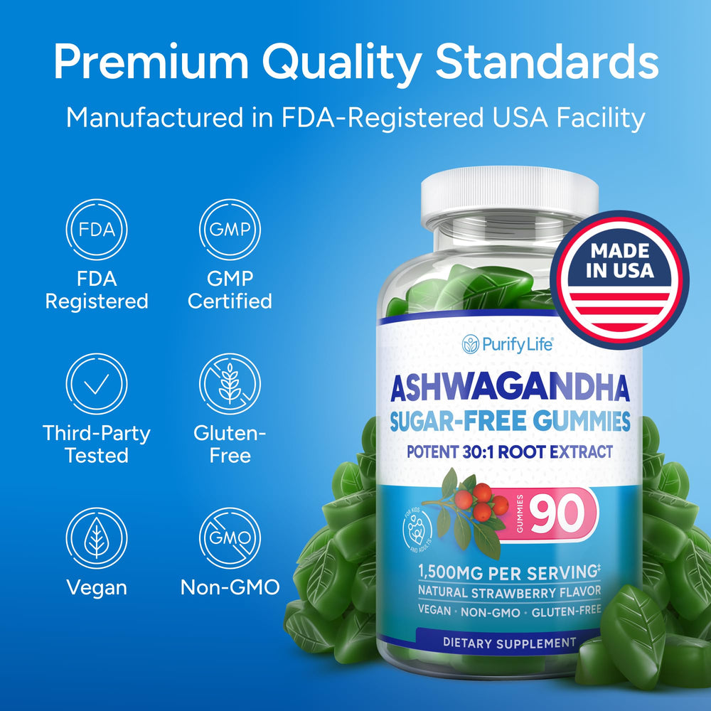 Strawberry-flavored, sugar-free Ashwagandha gummies