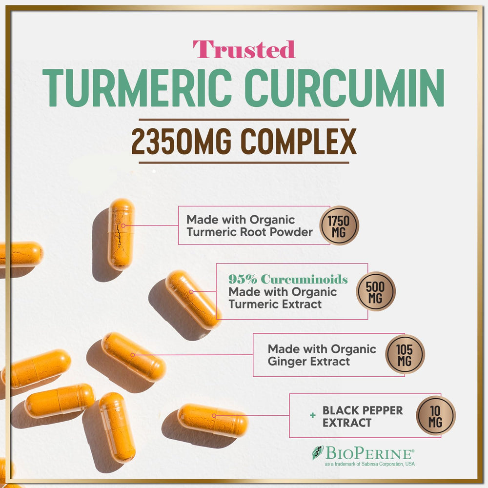 Natural turmeric and ginger ingredients in capsules