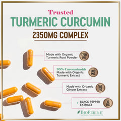 Natural turmeric and ginger ingredients in capsules