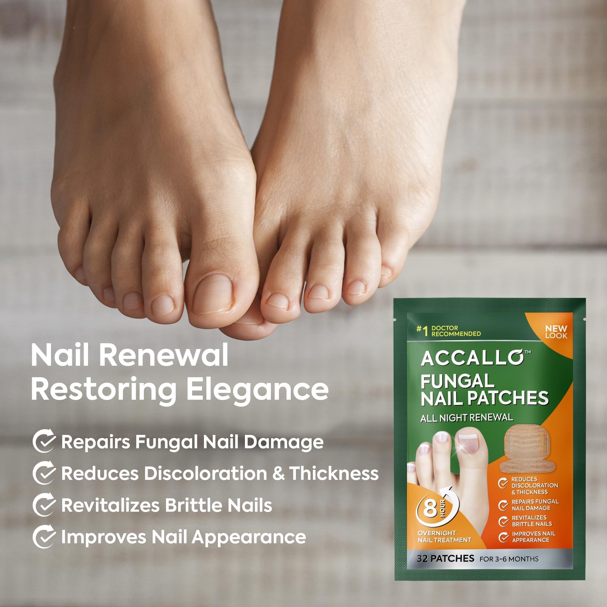 Natural Vine toenail fungus patches close-up shows patch placement on nail.
