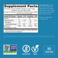 Back label with supplement facts for CALM Kids Gummies