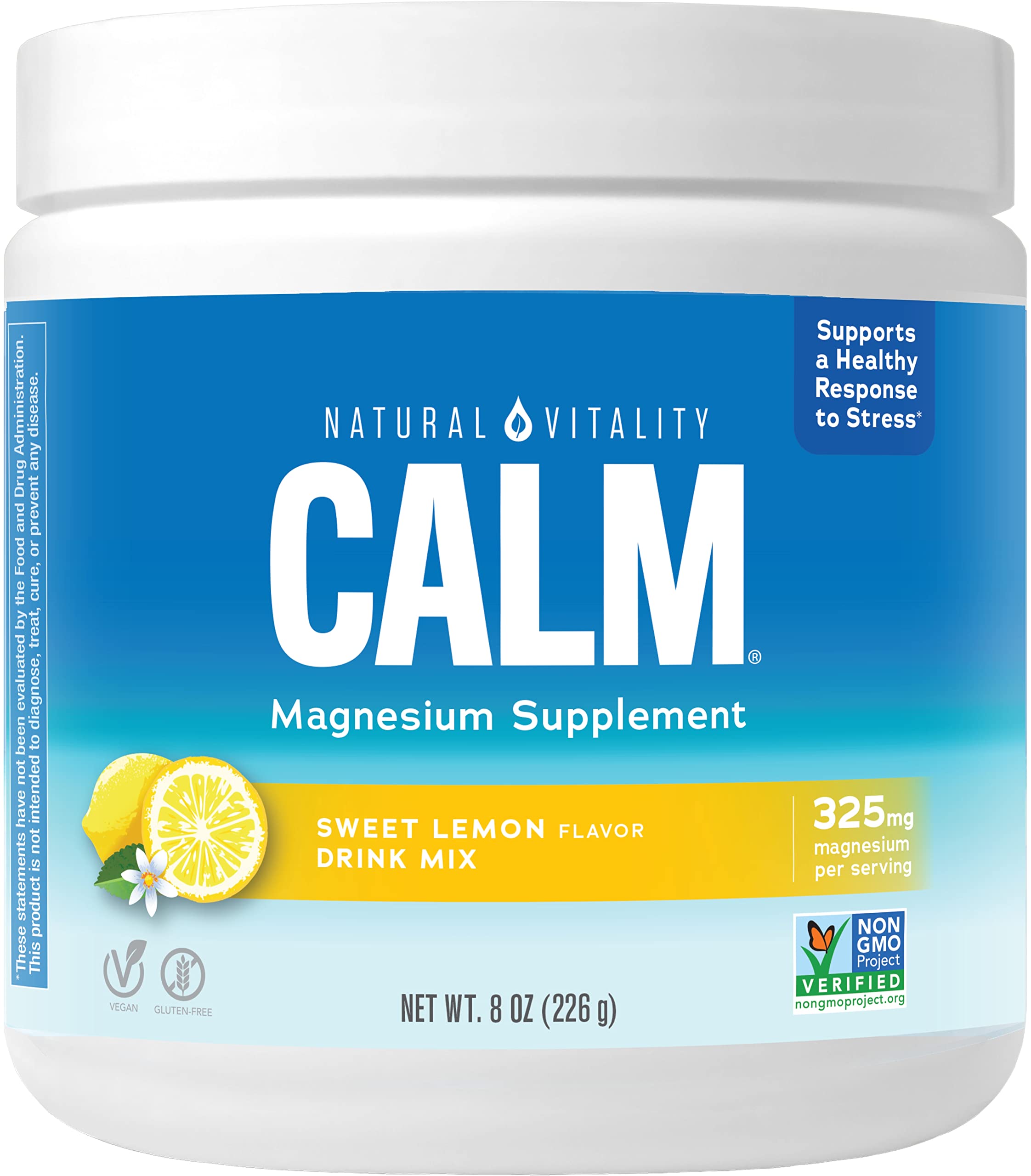 Natural Vitality CALM lemon magnesium drink mix bottle, 8 oz