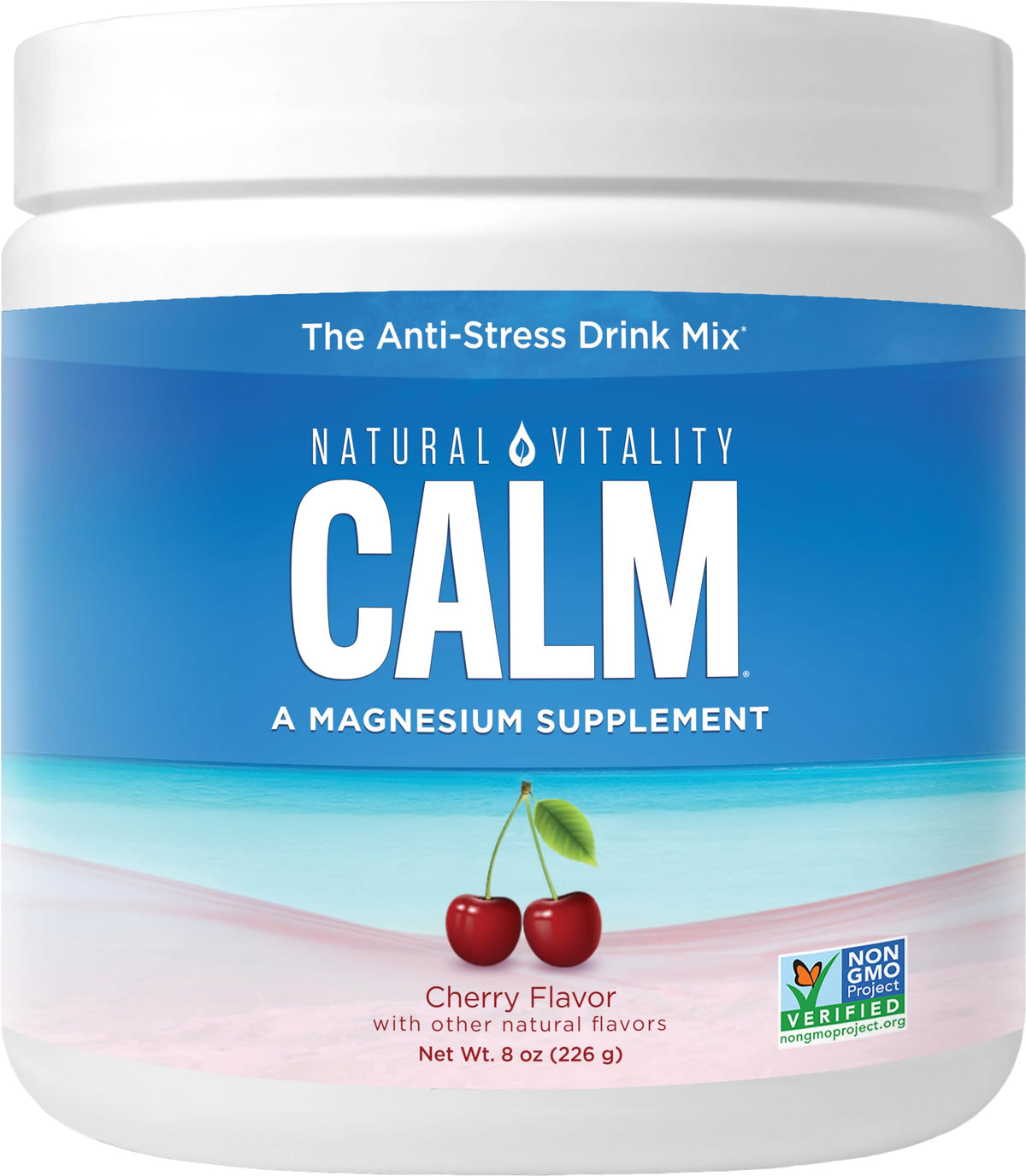 Natural Vitality CALM Magnesium Drink Mix Cherry front bottle