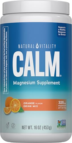 Natural Vitality CALM Magnesium Drink Mix orange flavor in 16 oz bottle