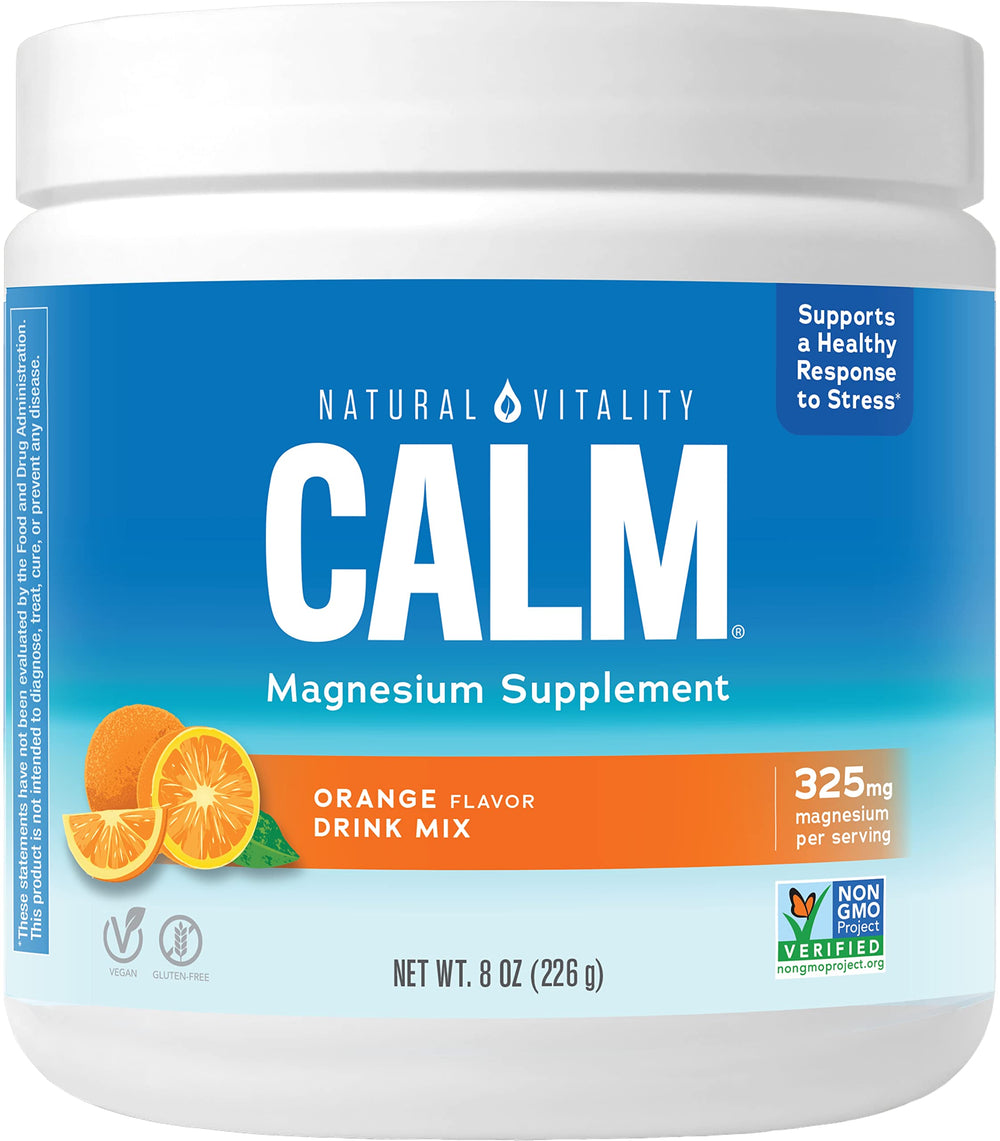 Natural Vitality CALM Magnesium Drink Mix Orange bottle 8 oz