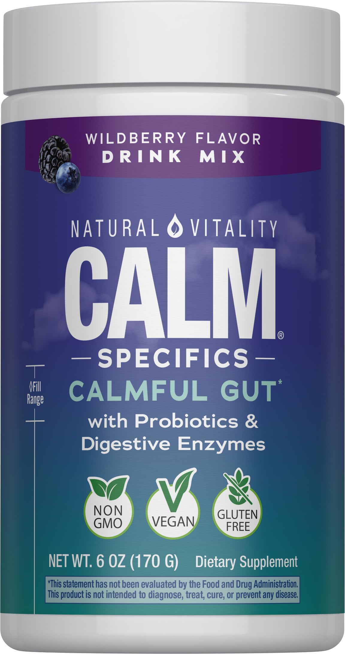 Natural Vitality CALM Specifics Calmful Gut bottle on white background