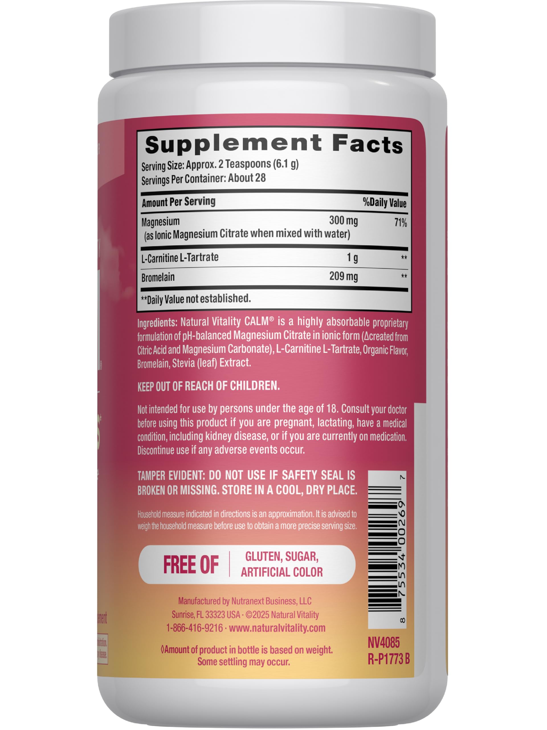 Scoop of watermelon-flavored Calmful Muscles powder on a spoon
