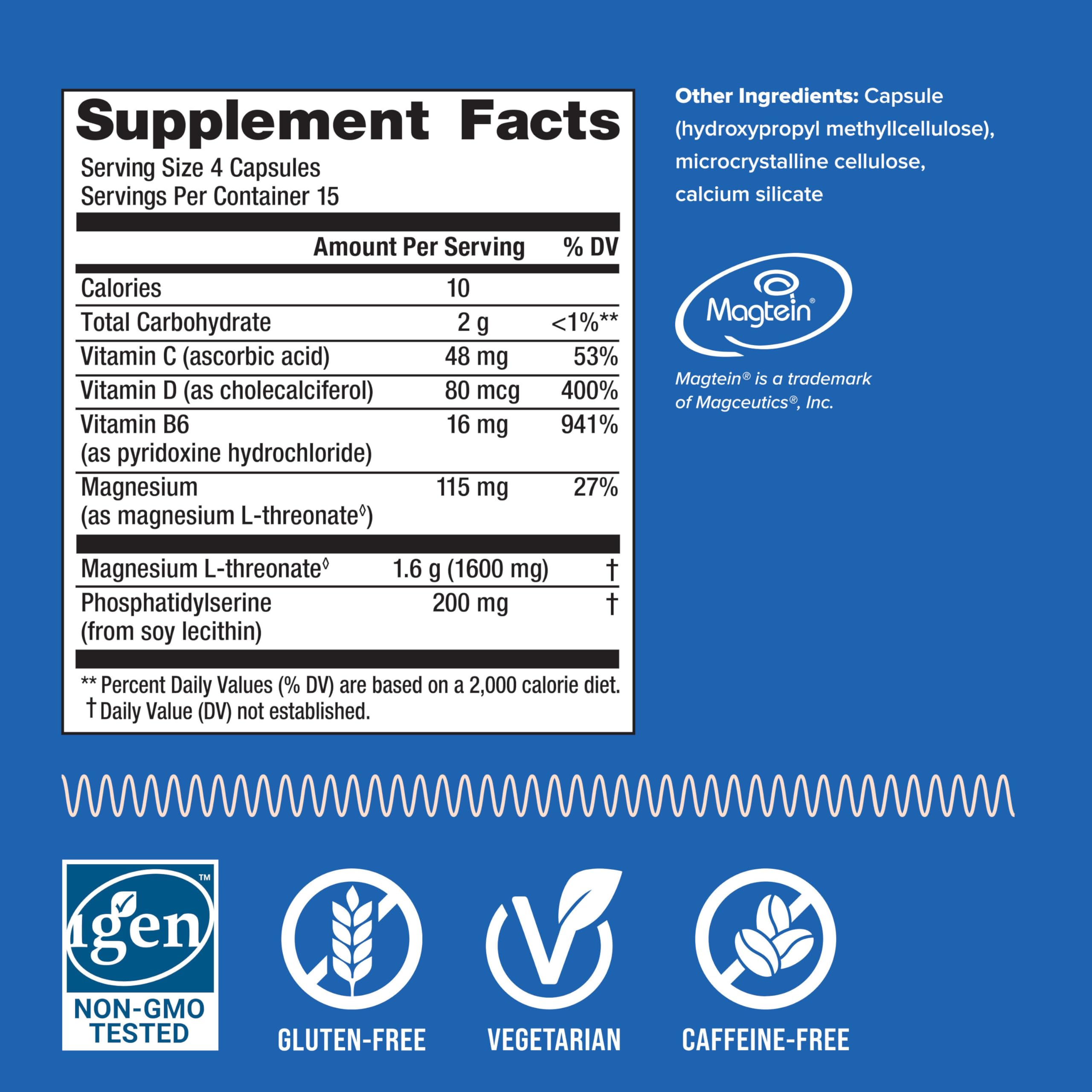 Back view of Natural Vitality Focus bottle with label details