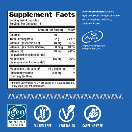 Back view of Natural Vitality Focus bottle with label details