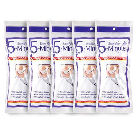 5-pack Natural White 5-Minute Teeth Whitening Kits packaging