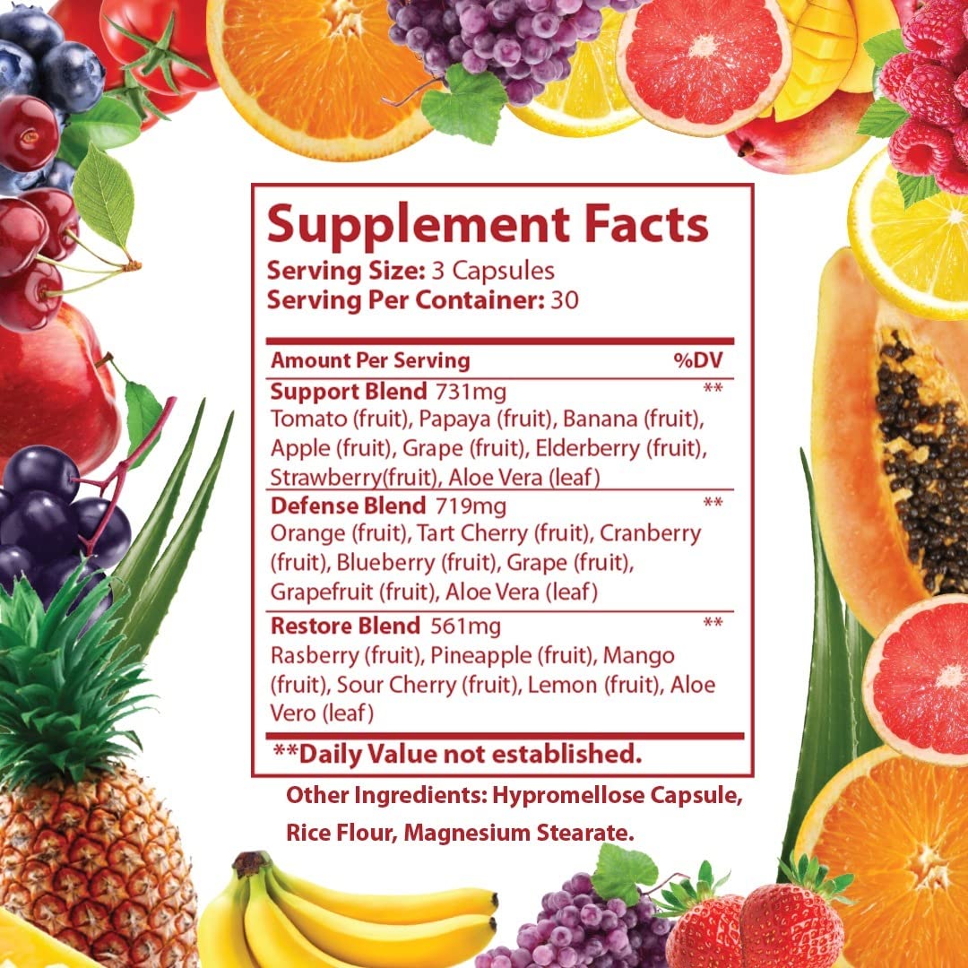 Illustration of natural whole food ingredients used in the supplement