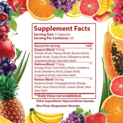 Illustration of natural whole food ingredients used in the supplement