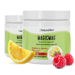 NaturalSlim MagicMag Raspberry Lemon magnesium powder bottle and packaging (8oz)