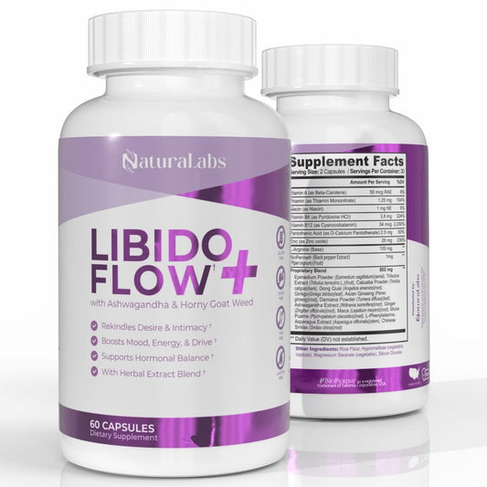 NATURALABS Libido Flow+ bottle on a white background