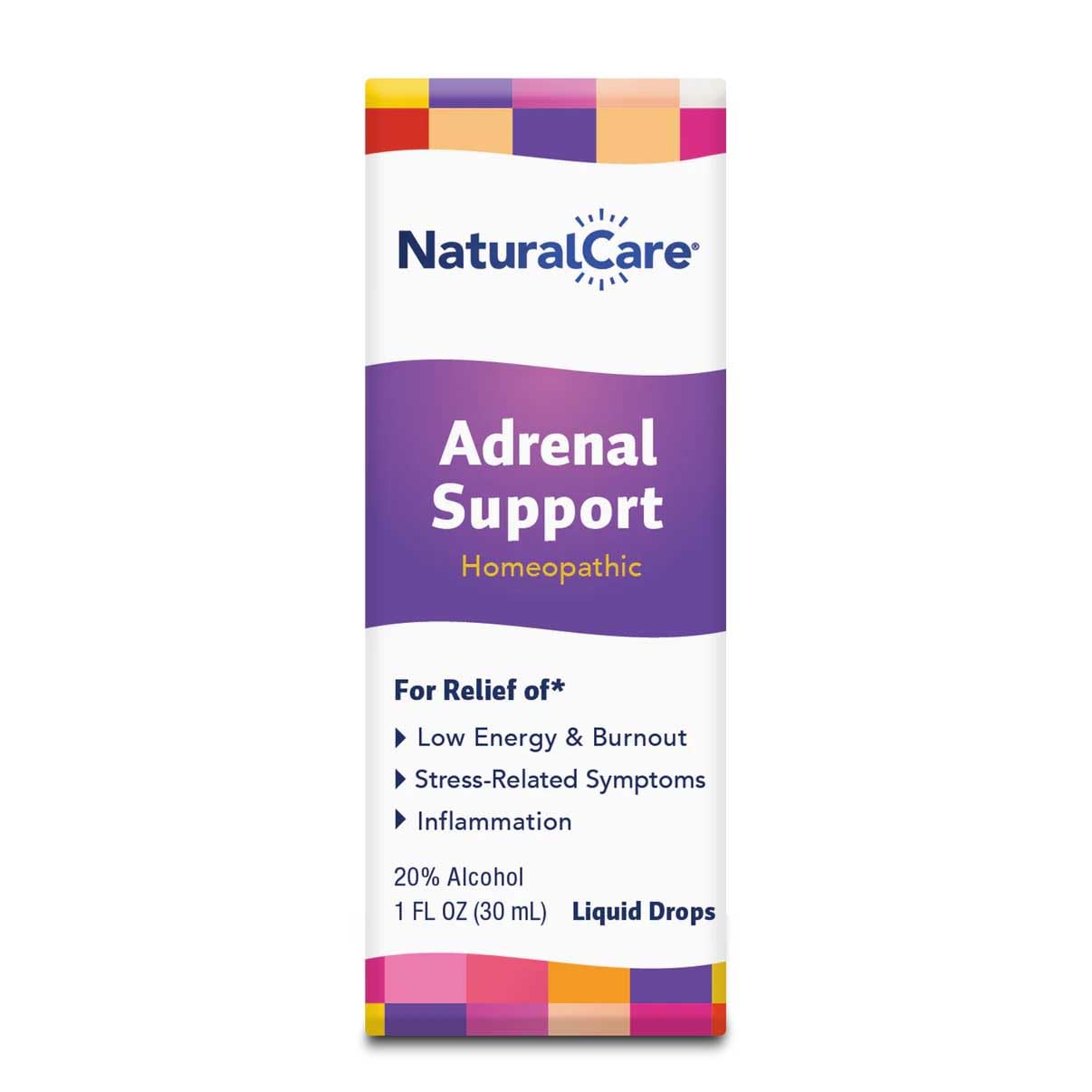 Front view of NaturalCare Adrenal Support Drops packaging