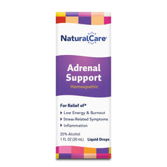 Front view of NaturalCare Adrenal Support Drops packaging