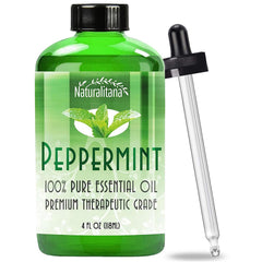 Naturalitana Peppermint Essential Oil 4oz bottle with dropper