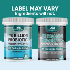 Illustration of organic prebiotic and postbiotic capsules