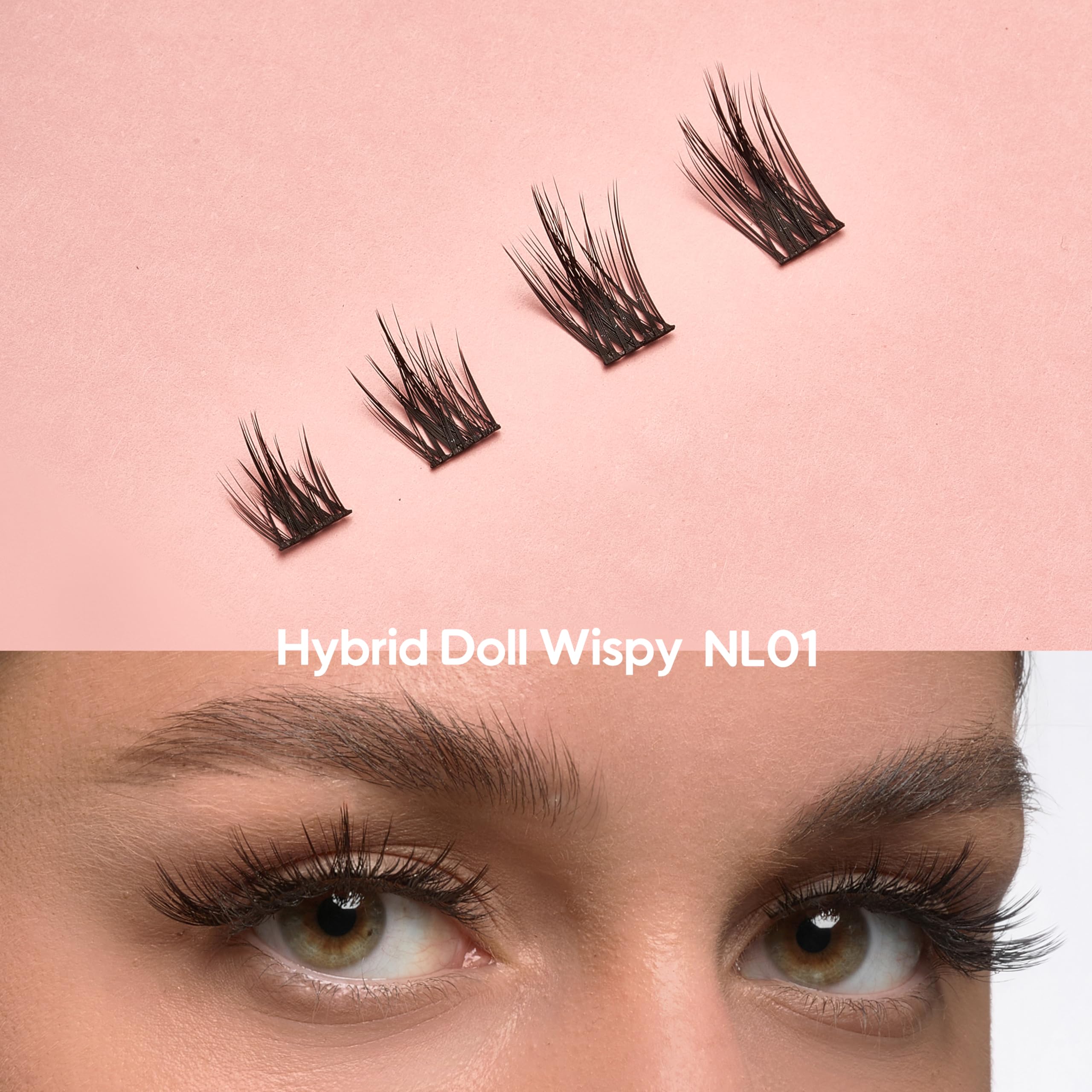 Naturallux Hybrid Doll Wispy 12mm close-up highlights fluttery volume for daily wear.