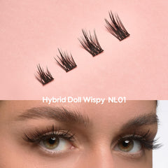 Naturallux Hybrid Doll Wispy 12mm close-up highlights fluttery volume for daily wear.
