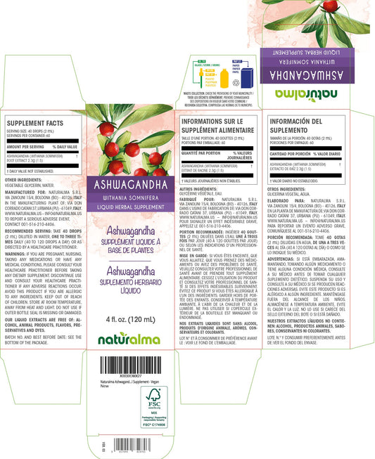 Ashwagandha tincture dropper with 2 ml serving