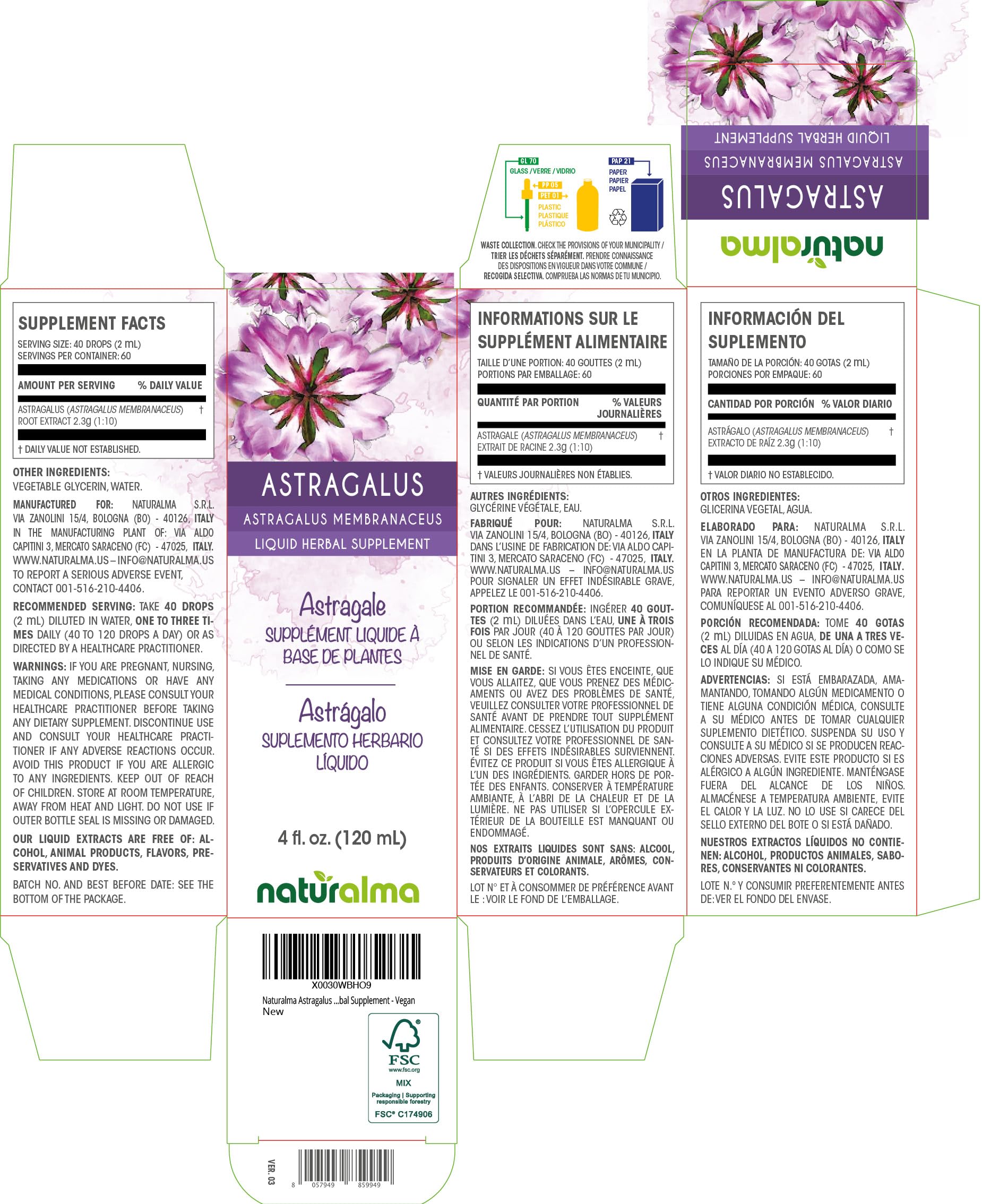 Astragalus membranaceus liquid extract bottle 4 oz