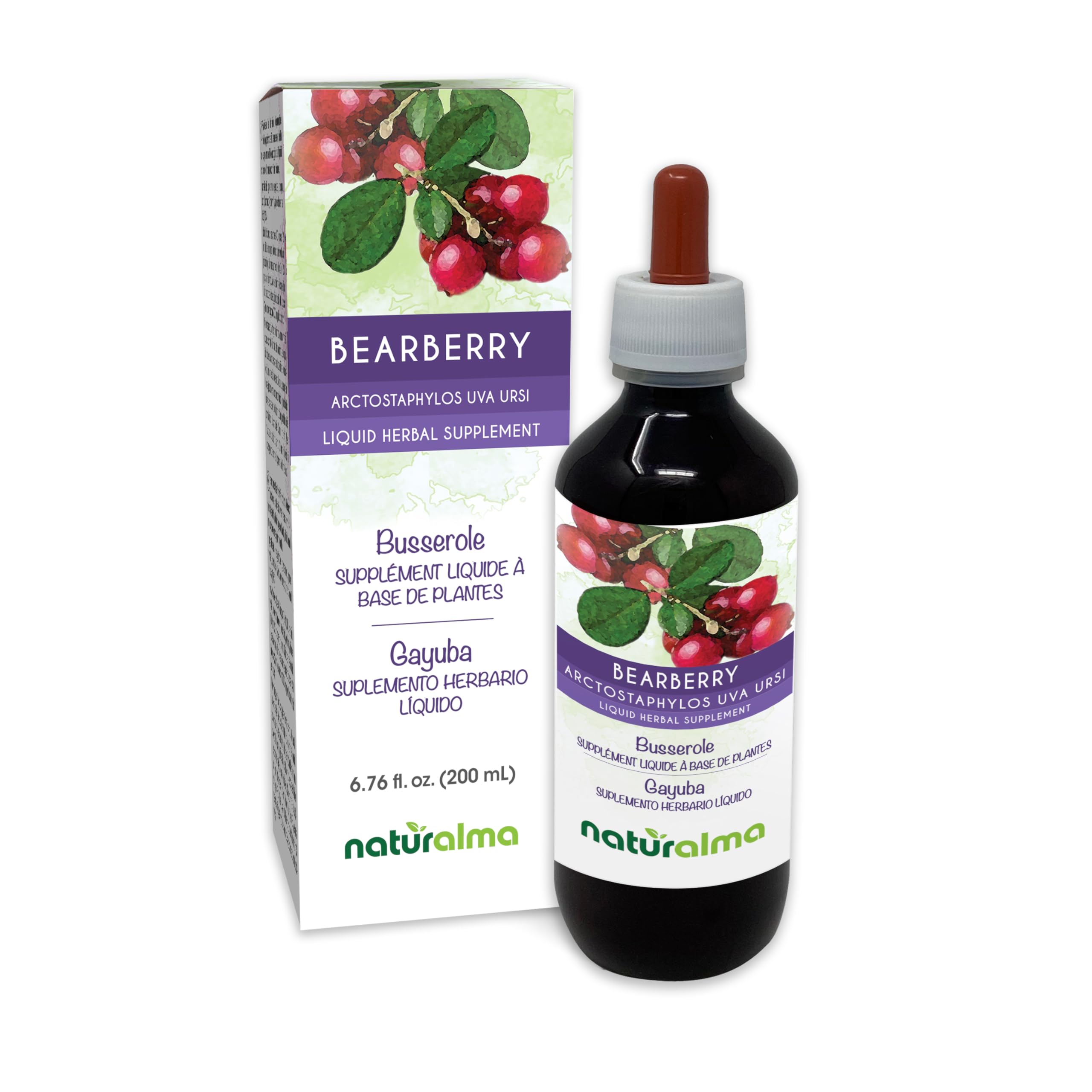 Naturalma Bearberry leaf tincture bottle with 6.76 fl oz (1:10) concentrate