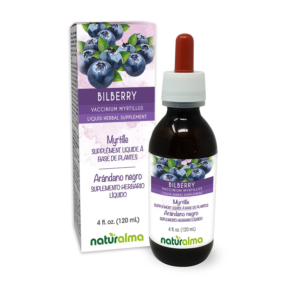 Naturalma Bilberry Tincture bottle with dropper, 4 oz