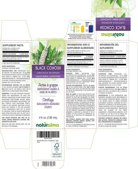 Naturalma Black Cohosh tincture drops 2 ml serving