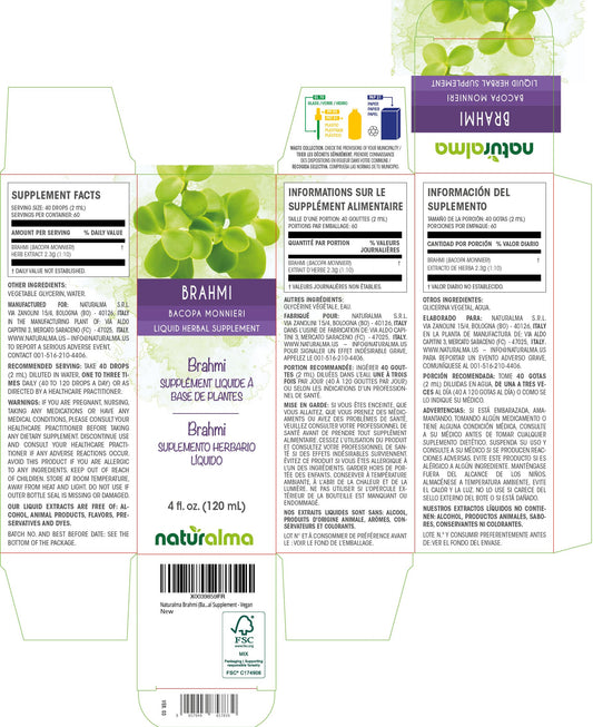 Brahmi Bacopa monnieri tincture liquid extract bottle