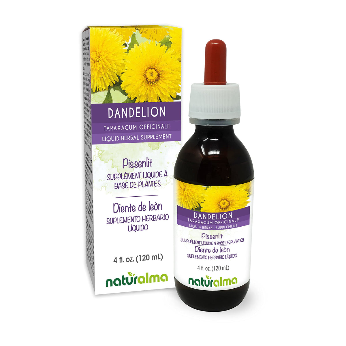 Naturalma Dandelion tincture bottle with 4 oz size
