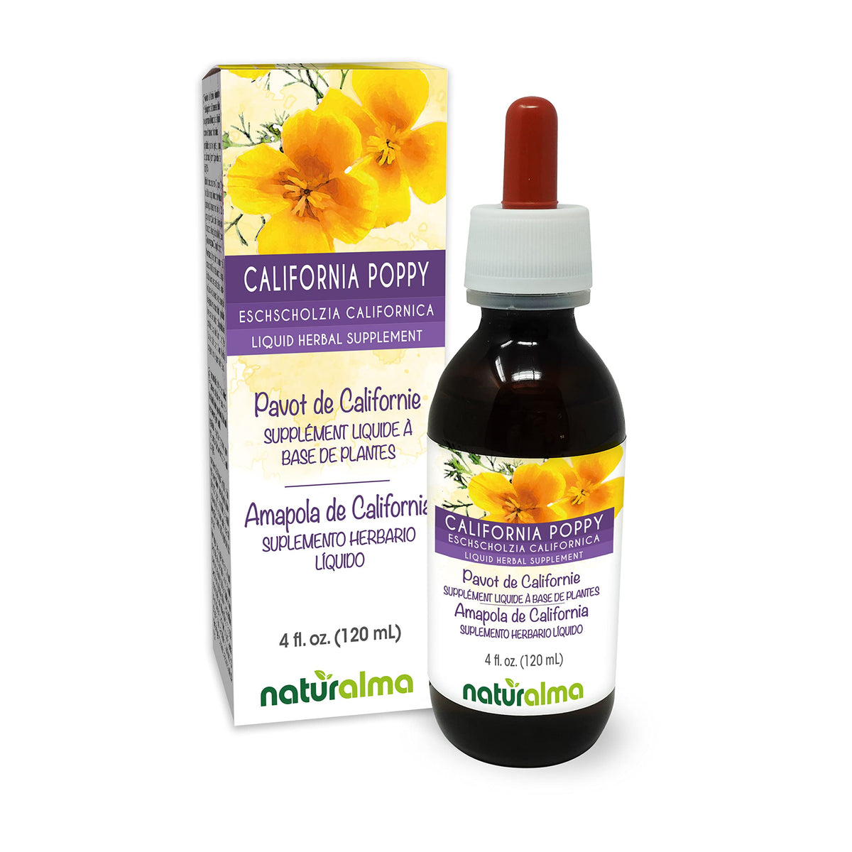 Naturalma Eschscholzia tincture bottle, 4 fl oz