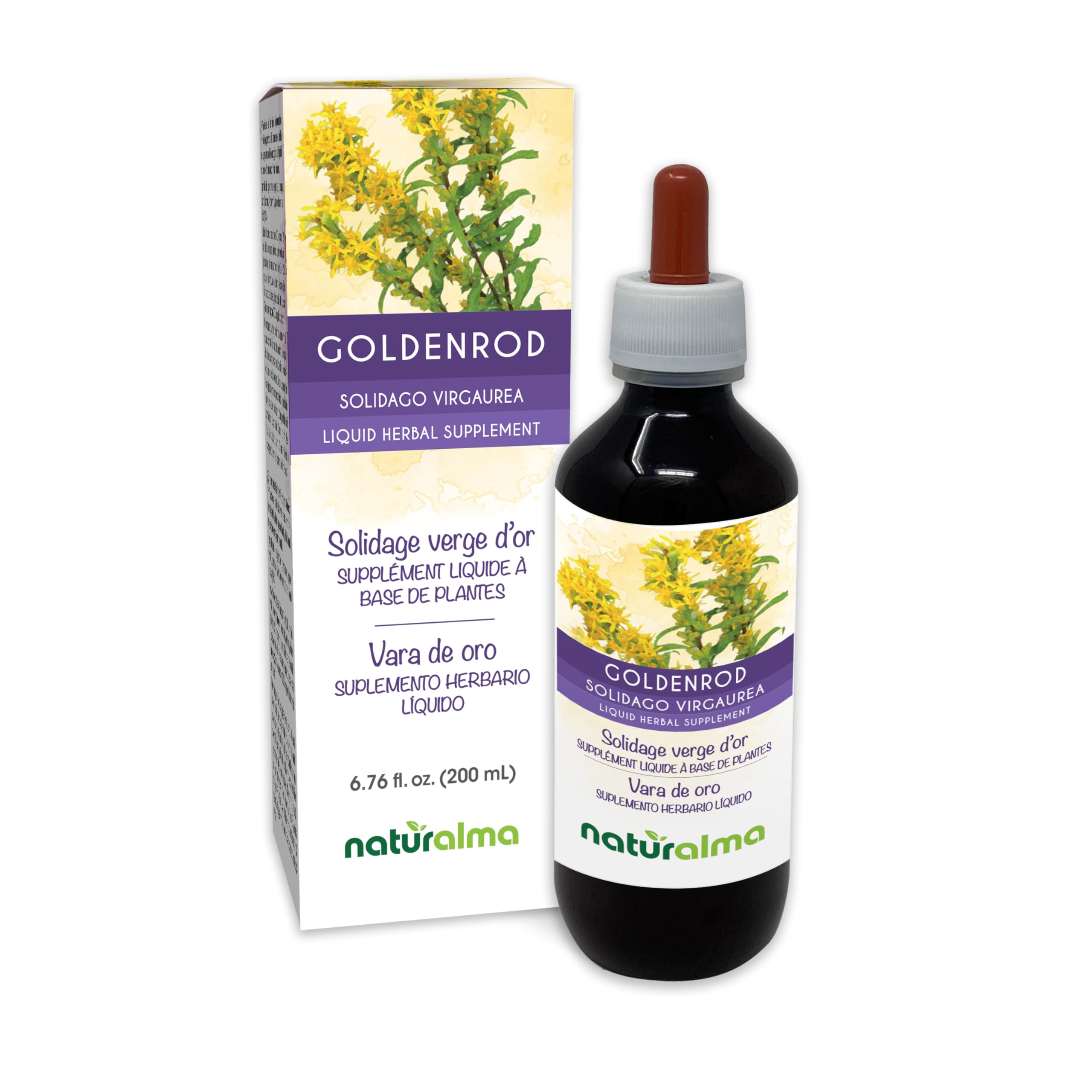 Naturalma Goldenrod tincture bottle with 1:10 extract in a dropper