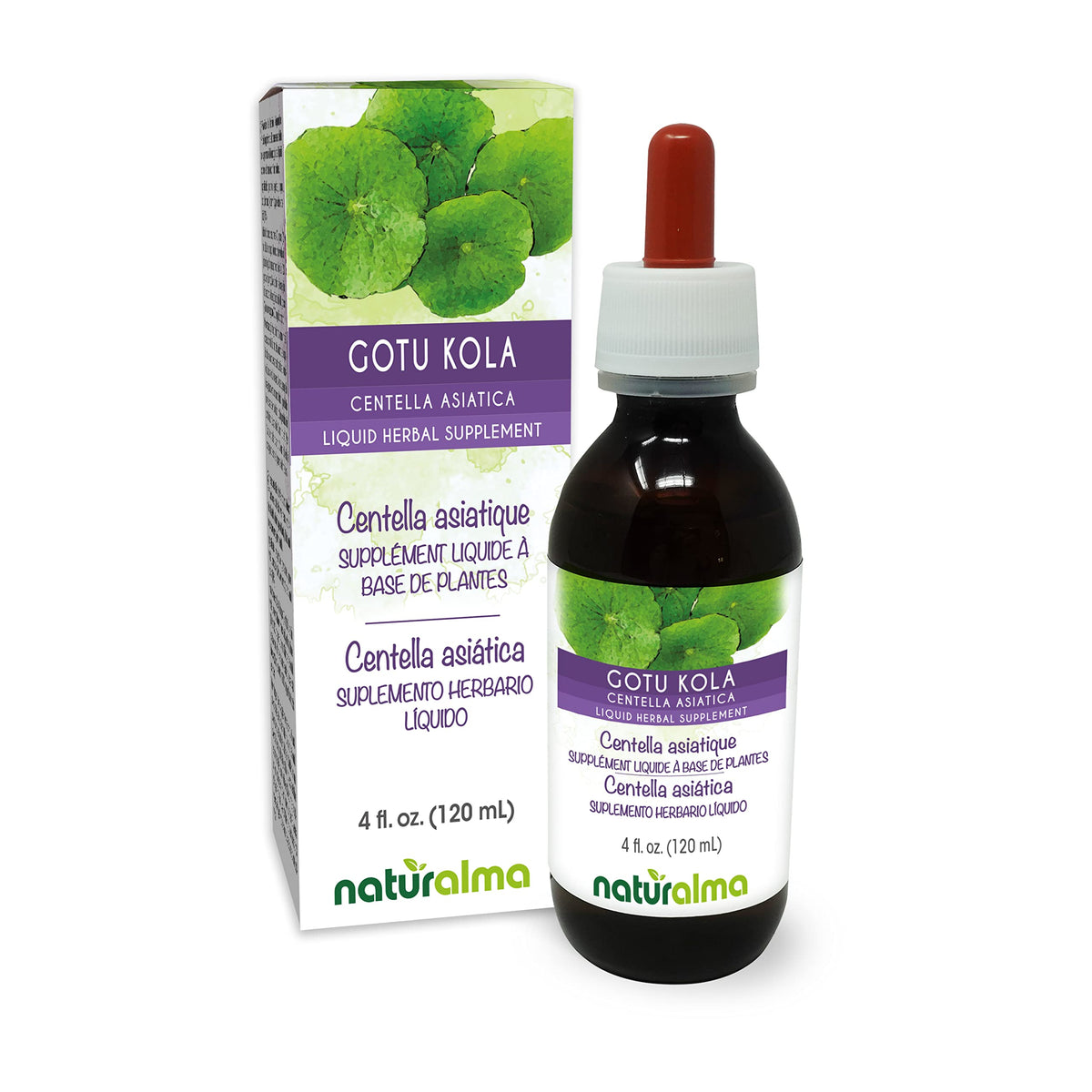 Front view of Naturalma Gotu Kola tincture 4 oz bottle