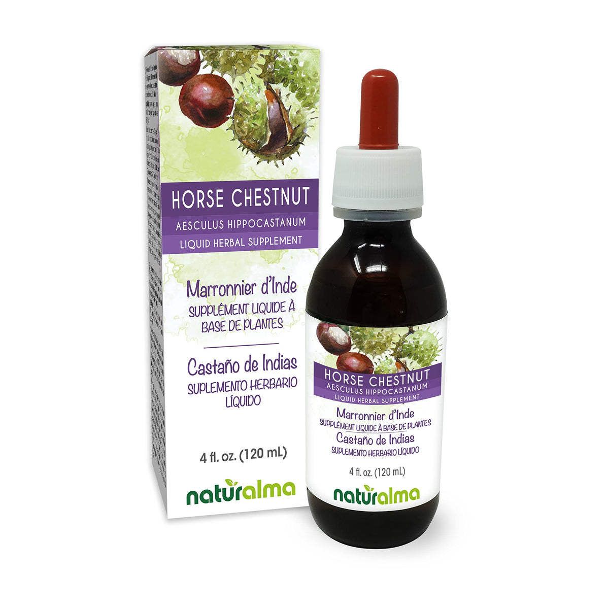Naturalma Horse Chestnut seed tincture bottle, 4 oz