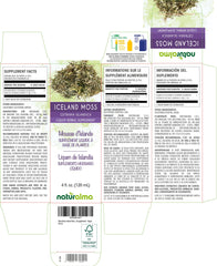 Close-up of Iceland moss tincture bottle label
