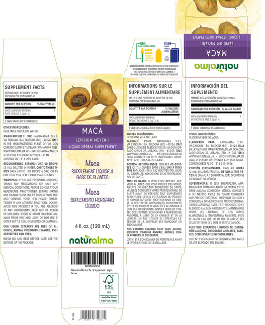 Front label of Naturalma Maca tincture