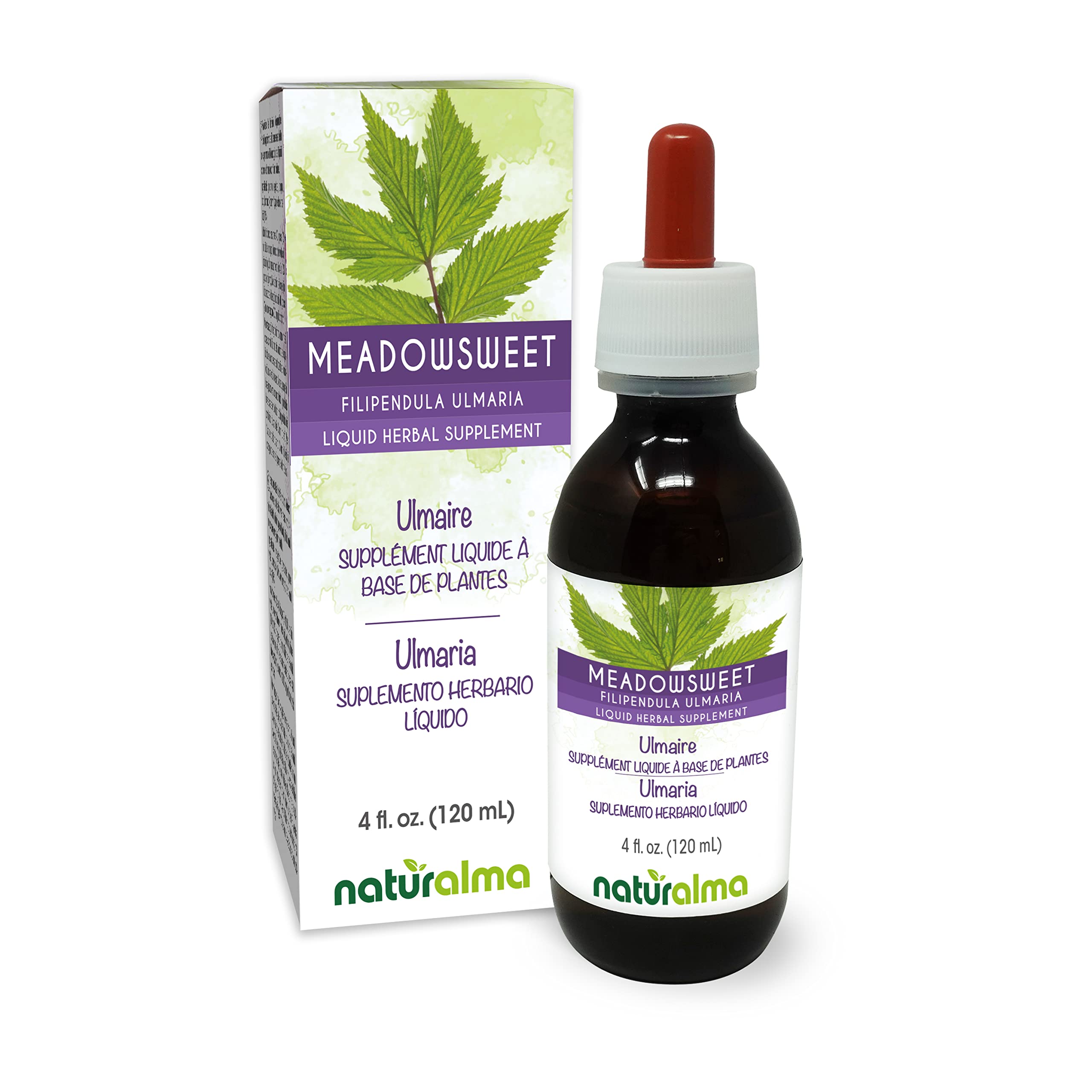 Naturalma Meadowsweet tincture bottle with 4 oz label