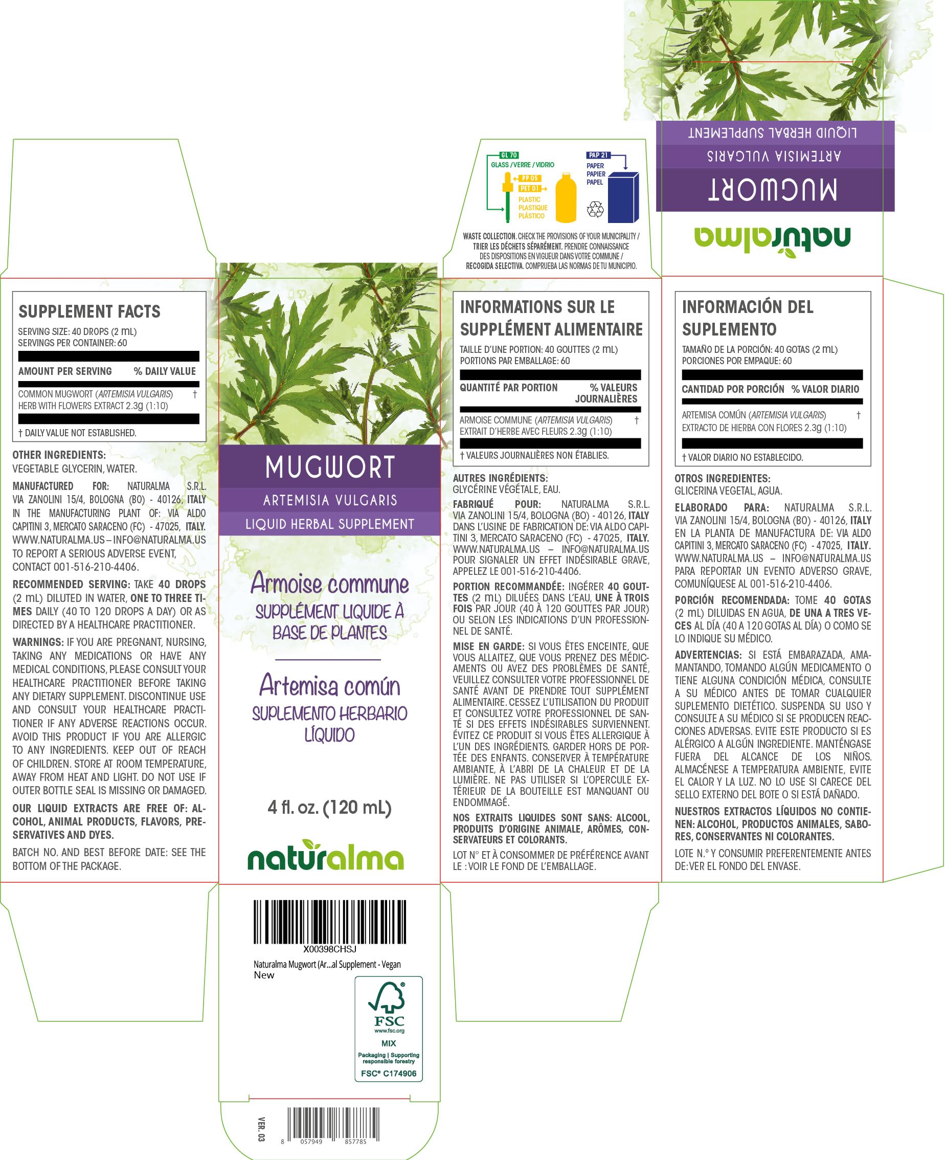 Mugwort tincture dropper releasing droplets