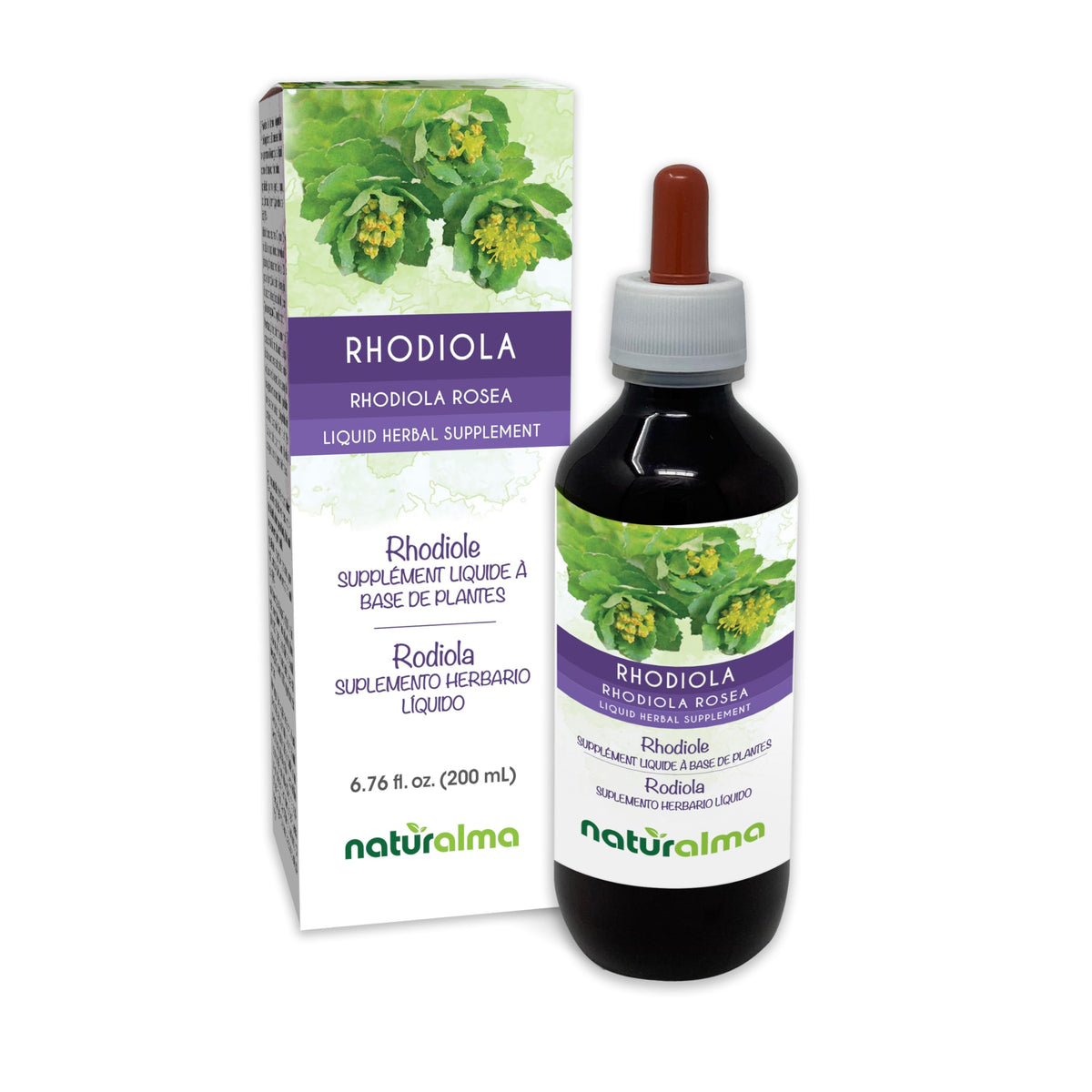 Front view of Naturalma Rhodiola Rosea Root Tincture bottle 6.76 fl oz