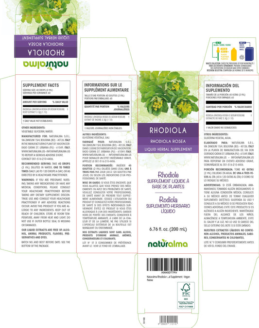 Rhodiola Rosea root liquid extract in 1:10 tincture with 40 drops (2 ml)